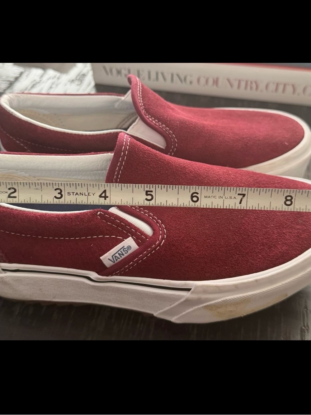 Vans Slip-On Suede Sneakers - Wine Red with White size 6 women’s